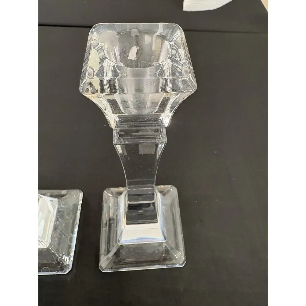 Tiffany & Co Crystal Candlesticks Pair Made in Slovenia